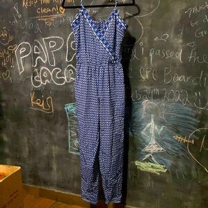 LAUNDRY BLUE PATTERNED JUMPSUIT SIZE 4